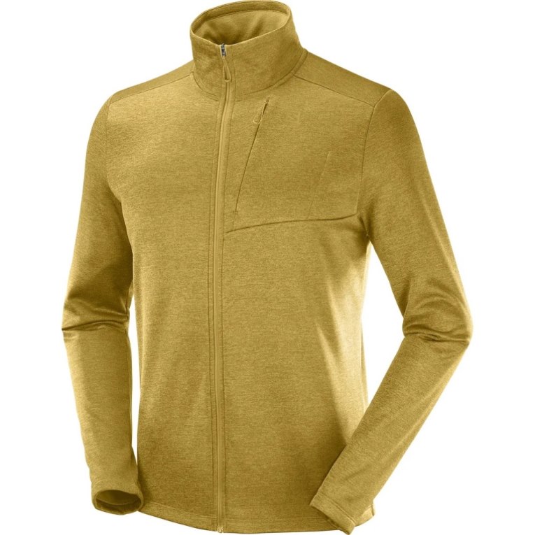 Gold Salomon Essential Lightwarm Heather Full Zip Men's Jackets | PH 84637D